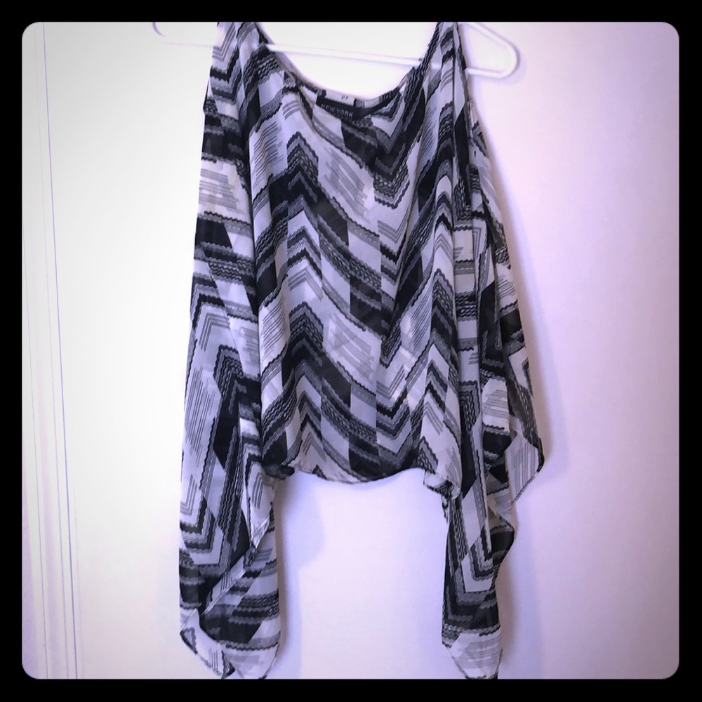 New York and Company Sheer Cold Shoulder Poncho